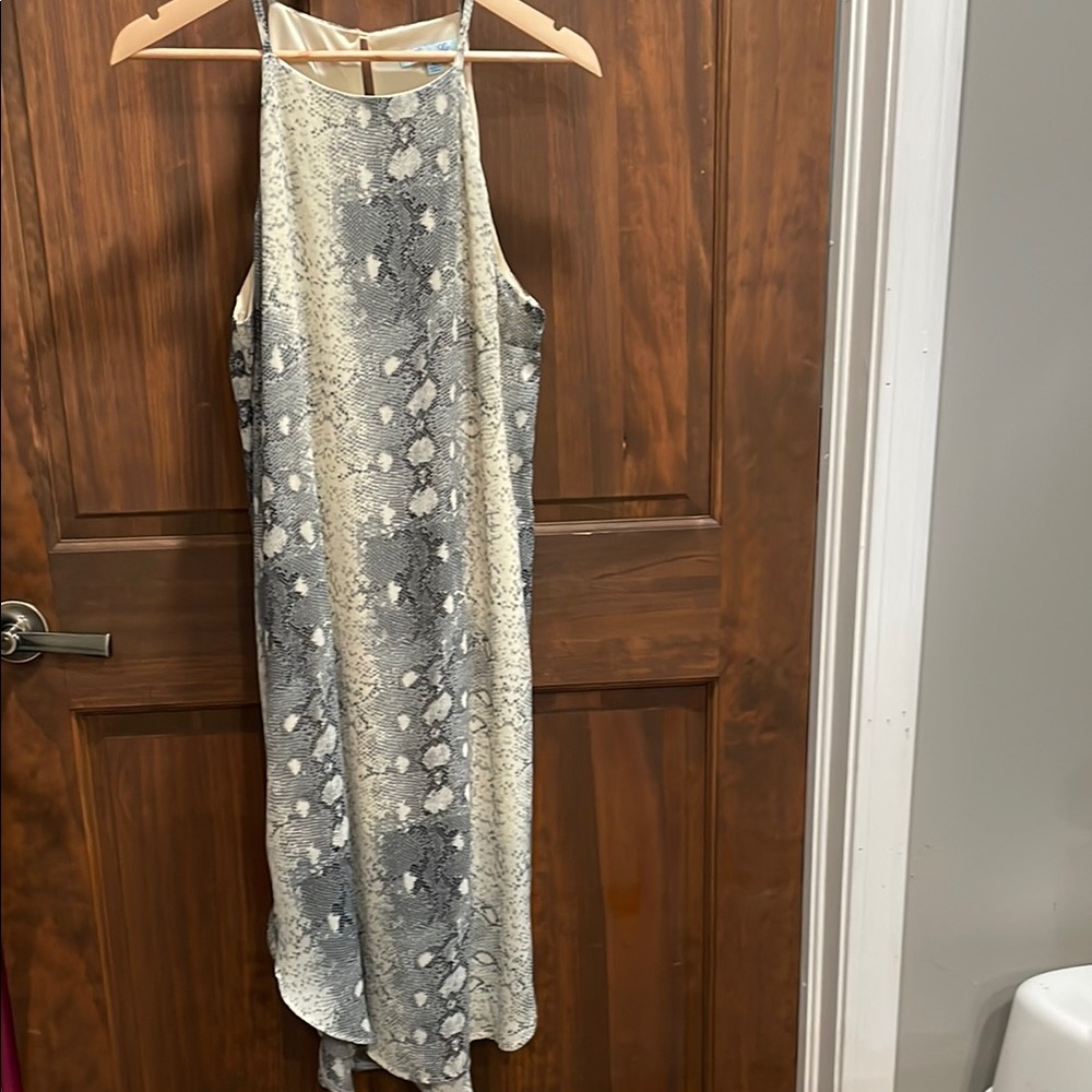 She and Sky Gray and Cream High Low Dress